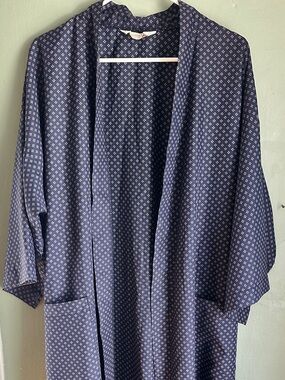 Christian Dior Monsieur Navy Bath Robe Beige Dot Motif with Belt
